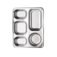 Plateau alimentaire rectangulaire compartimenté en acier inoxydable 304 de qualité alimentaire
