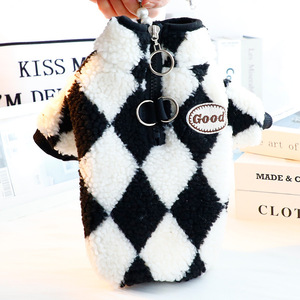 <b>Dog</b> <b>Clothes</b> Argyle Pattern Fleece Jacket <b>For</b> <b>Small</b> <b>Dogs</b> Teddy Winter Autumn Wear - Product Image 4