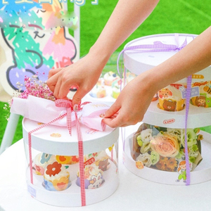Jm Custom Color Round Cupcake Gift Boxes Portable Cup Cake Packaging Boxes For Afternoon Tea