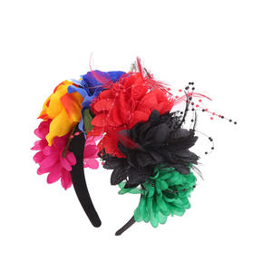 Diadema mexicana con corona de flores rosas para <span class=keywords><strong>mujer</strong></span>, tocado de Halloween PARA EL Día de los muertos, <span class=keywords><strong>disfraz</strong></span> de Aro para el pelo, corona de flores rosas - Product Image 5
