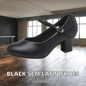 Zapatos de Baile Baifa Dancin para Mujer, Modelo Mary Jane Negros, con Parte Superior de PU, Tacón Cuadrado, para Baile Latino, Tango, Jazz, Cuero de Alta Calidad, MOQ Bajo, OEM - Product Image 2