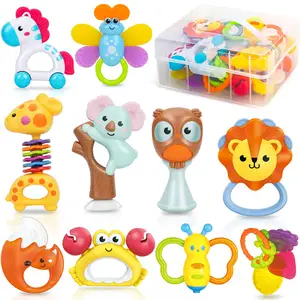 10 Buah BPA Mainan Edukasi Dini, Mainan Kunyah Gigit Bayi dengan Kotak Penyimpanan (Hanya untuk Pelanggan AS)
