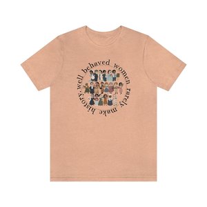 T-shirt à col rond pour femme avec imprimé féministe « Strong Women History », décontracté, toutes saisons, en jersey 100 % coton - Product Image 1