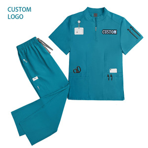 Gommage unisexe extensible et respirant avec logo personnalisé de haute qualité, couleur pure, pour médecins et infirmières, avec col montant ajusté 2pc d'uniformes d'allaitement - Product Image 1