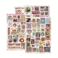 Lot de 8 autocollants rétro animaux mignons (pingouin, chat) pour journal, scrapbook, décoration DIY pour filles