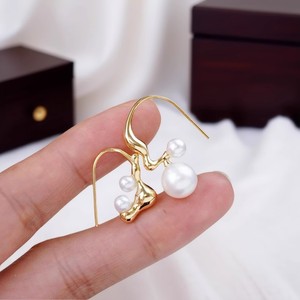 22464 Accessoires de perles DIY, support vide pour boucles d'oreilles en argent S925 avec double perle, bijoux en argent, perles de 5 à 10 mm pour boucles d'oreilles en perles - Product Image 1