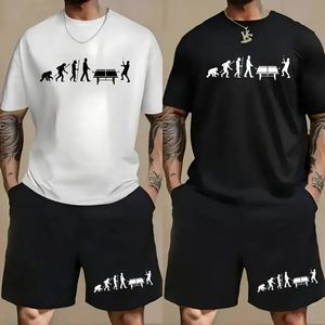 <span class=keywords><strong>Ensemble</strong></span> 2 pièces pour hommes avec t-shirt surdimensionné et short à cordon <span class=keywords><strong>de</strong></span> serrage imprimé Funny Table <span class=keywords><strong>Tennis</strong></span> Evolution - Product Image 1