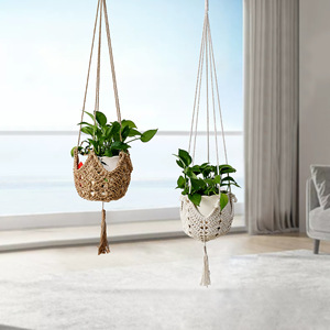Macrame Plant Hangers Jute Crochet Hanger Large Hanging Wall Plants with S Shaped <strong>Hooks</strong> for Fence <strong>Planters</strong> Plant Flower Pots - Product Image 1