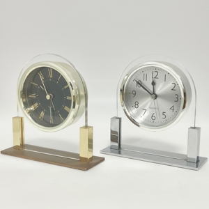 Cá Nhân Bạc nghệ thuật Deco thạch anh phong trào bàn đồng hồ với nhảy giây hình dạng hình học kim hiển thị thủy tinh - Product Image 4