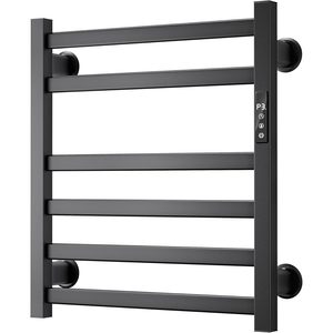 Apordrouca Chauffe-serviettes électrique mural 6 barres avec minuterie et contrôle de température, à brancher directement, design moderne noir - Product Image 5