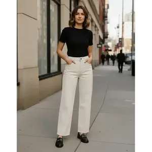 Pantaloni a Gamba Larga da Donna Adrenaline, Vita Alta, Antirughe, in Gabardine Elasticizzata, 5 Tasche - Product Image 1