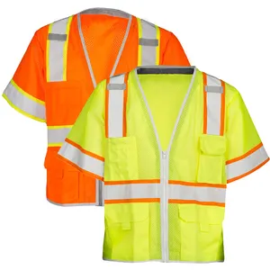 ANSI 3级反光安全服S-5XL袖套建筑夹克高可见度带高可见工作安全背心