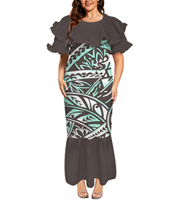 Venta Directa de Fábrica, Vestido Midi Moderno con Volantes en Capas, Talla Grande 6XL, Estampado Polinesio Samoa, Vestido de Fiesta para Mujer, Envío Directo - Product Image 4
