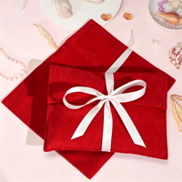Pochette en velours pour extensions capillaires avec ruban, sac d'emballage cadeau en velours imprimé avec logo personnalisé