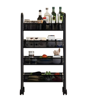 Organisateur multifonctionnel de rangement pour accessoires de cuisine Organisateur de paniers en métal Étagère pour fruits et légumes Chariot rotatif à roulettes
