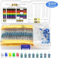 800PCS Metal Film Resistor Pack+5mm LED Light Kit 1% Precision 10R-1M Electronic Components