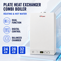 Chaudière murale à gaz combinée avec échangeur de chaleur à plaques 24 kW pour chauffage et eau chaude, idéale pour le chauffage central domestique
