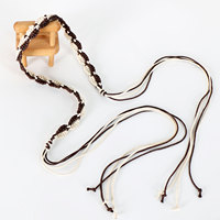 Ceinture tressée bicolore en coton ciré style ethnique vintage pour femme, accessoire de vacances simple et décontracté pour robes et pantalons