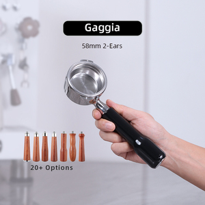 Porte-filtre à café expresso Gaggia 58 mm sans fond, 2 oreilles, poignée personnalisée - Product Image 1