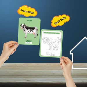 Kit de aprendizaje de francés con tarjetas flash para niños, tarjetas de alfabeto y vocabulario en francés para niños, tarjetas educativas preescolares. - Product Image 2