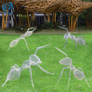 Stainless Steel Ant Sculpture Hollow Mesh Wire Outdoor Garden Park Decoration Floor Mount Animal Shape Landscape Ornament - Product Image 1