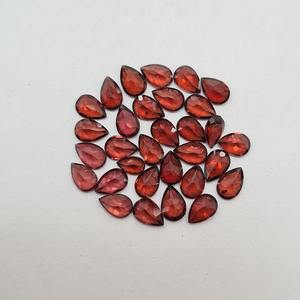 Piedra preciosa de alta calidad diseño personalizado piedra preciosa granate Natural forma de pera larga 8x6mm rojo Diy accesorios de joyería 100% Color Natural - Product Image 2