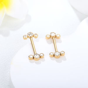 Piercings de <span class=keywords><strong>Mamelon</strong></span> en Titane ASTM F136 avec Cristaux CZ, Barbell de <span class=keywords><strong>Mamelon</strong></span> Fileté Internement 14G, Bijou de Piercing pour <span class=keywords><strong>Mamelon</strong></span> - Product Image 3