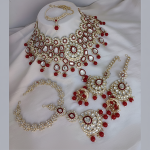 Ensemble de collier en pierre Kundan plaqué or 10581242RD Ensemble de bijoux fins exquis - Product Image 2