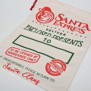Sac de Noël classique en lin avec cordon de serrage, grand sac cadeau écologique pour le Père Noël, vente chaude - Product Image 2
