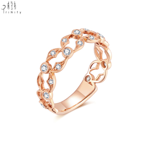 อินเทรนด์เครื่องประดับโบราณ Millegraining หัตถกรรม 18K Rose Gold เพชรธรรมชาติ Vintage ครึ่งแหวนนิรันดร์สําหรับผู้หญิง - Product Image 3