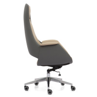 Chaise de bureau lounge ergonomique et pivotante moderne Fauteuil de loisirs en cuir véritable Siège de conférence à jambe Mobilier de bureau en aluminium