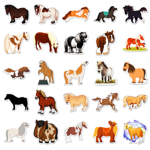 50pcs mignon Animal poney dessin animé autocollant coupe adhésif vinyle autocollant étiquette papier à vendre - Product Image 4