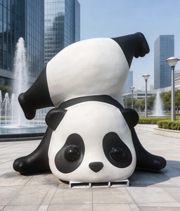 Sculpture de panda amusante en fibre de verre, grande taille, best-seller, populaire, pour la décoration - Product Image 4