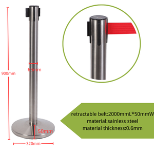 Poste Separador de Cuerda de Acero Inoxidable Premium de 900 mm de Altura con Base de 320 mm y Sistema de Correa Retráctil Automática - Product Image 5
