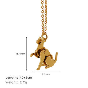 Juego de collar de Corgi de gato inspirado en <span class=keywords><strong>Lego</strong></span>, Gargantilla de amuleto de Mascota de bloque adorable, joyería de titanio chapada en oro BFF Best Friend - Product Image 3