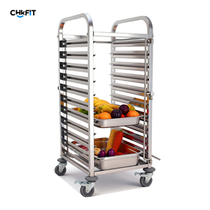 Chariot utilitaire commercial en acier inoxydable personnalisé CFT, roulettes à 4 roues, certifié NSF, capacité de charge de 300 kg/m, hauteur réglable - Product Image 1