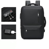 Mochila para Portátil Resistente al Agua para Hombre, 15.6 Pulgadas, Gran Capacidad, Puerto de Carga USB, Múltiples Bolsillos, Mochila de Oficina para Hombre