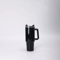 Gobelet isotherme transfrontalier en acier inoxydable 304, grande capacité 40 oz, personnalisable, couleur unie, avec couvercle à poussoir et poignée pour voiture