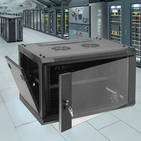 Armoires rack murales OEM/ODM d'occasion en acier noir de 600 mm de profondeur avec porte vitrée, modèles 6U standard 19 pouces, pour serveurs et plateaux de rangement réseau