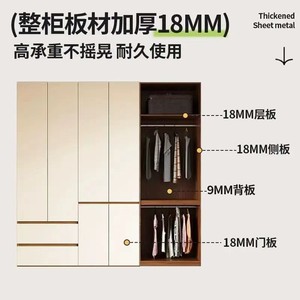 Thickened Solid Wood <b>Wardrobe</b> 60cm Depth <b>Large</b> Capacity Floor Standing Bedroom Storage Cabinet Whole House Customization - Product Image 3