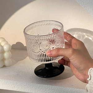 Juego de Copas de Vino de <span class=keywords><strong>Cristal</strong></span> Hechas a Mano de Lujo con Tallo Negro Repujado <span class=keywords><strong>Vintage</strong></span> y Piedras Preciosas de Girasol, Vasos para Café Helado - Product Image 4