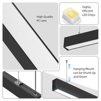 Vente en gros d'usine, luminaire suspendu linéaire LED en aluminium, anti-éblouissement, lampe de plafond suspendue, éclairage commercial pour projets hôteliers, OEM