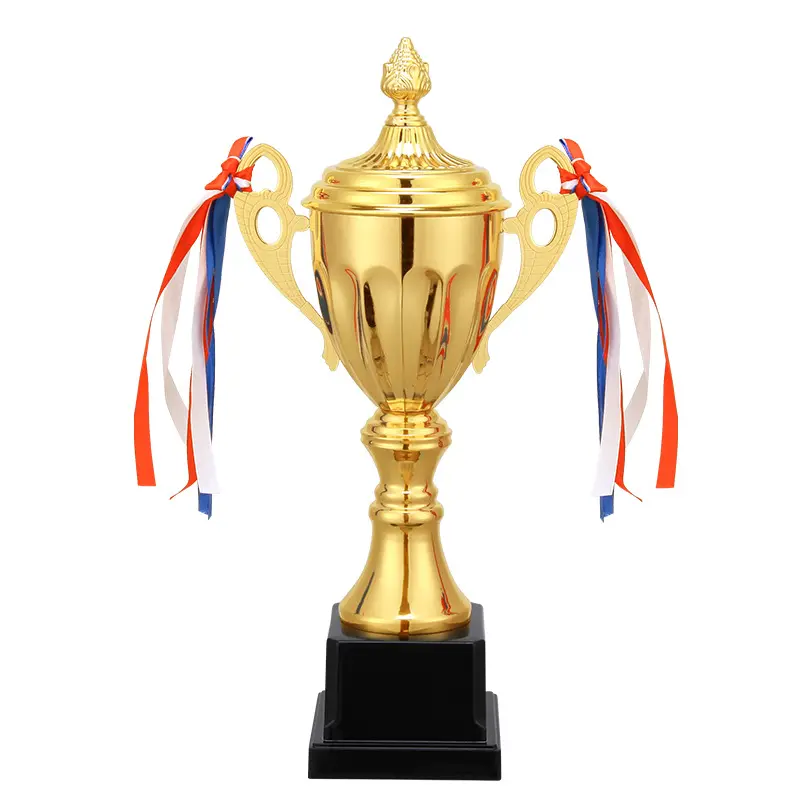 Metal award trophy training school sports basketball football custom own logo trophies with top figures