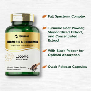 Suplemen kunyit & Kurkumin bersertifikasi GMP dengan ekstrak lada hitam untuk dukungan antioksidan dan pencernaan 180 Kapsul - Product Image 2