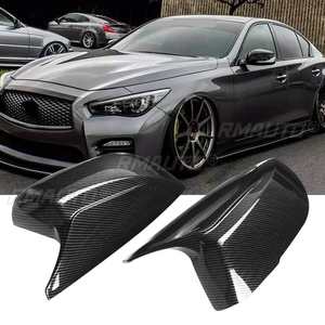 Cubiertas de Espejos Laterales para Auto, Aspecto Negro Brillante/Fibra de Carbono, 2 Piezas, para Infiniti Q50 Q60 QX30 Q70 2014-21, Cubiertas Adicionales para Espejos Retrovisores - Product Image 1