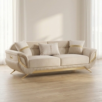 Ensemble de canapés modulaires sectionnels durables et confortables, design extensible, pieds en acier inoxydable doré, rembourrage en mousse, style moderne pour salon