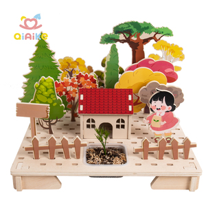 Fatto a mano bambini educativi fai da te giardino 3D <span class=keywords><strong>Puzzle</strong></span> giocattoli creativi in legno blocchi da costruzione per giardino Micro paesaggio - Product Image 1