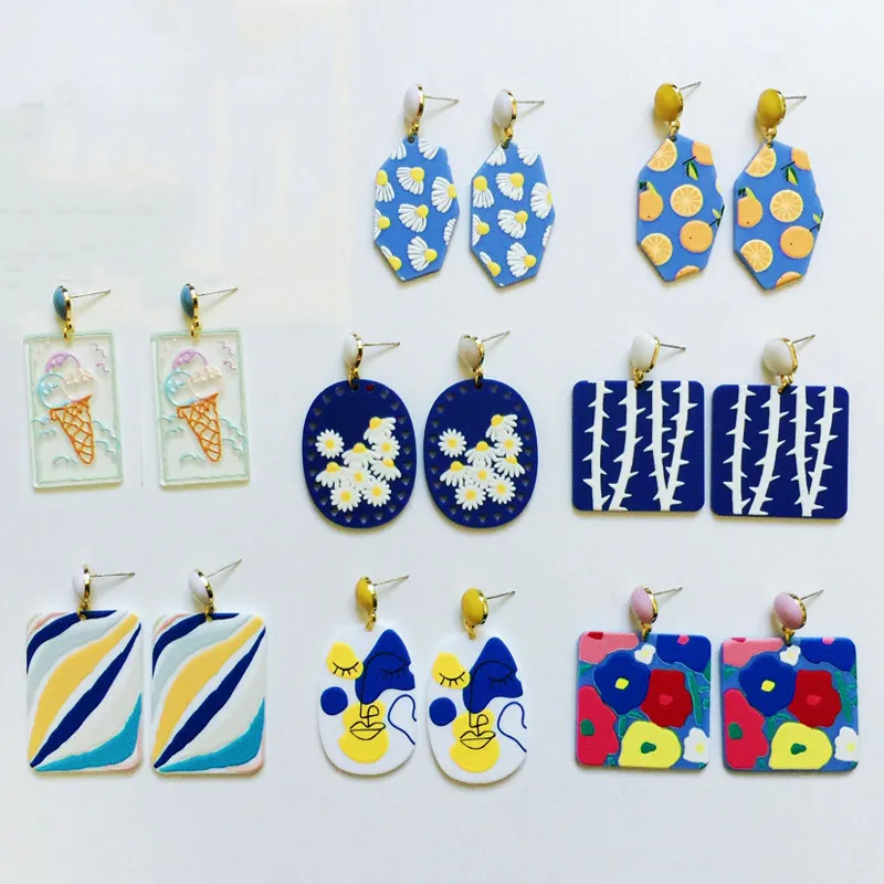 Dazgirl Đất Sét Bông Tai Polymer Handmade Jewelry Phụ Nữ Hồng Số Lượng Lớn Khuôn Hoop Mặt Cho Cô Gái Pastel Bộ Trẻ Em Miếng Hoa
