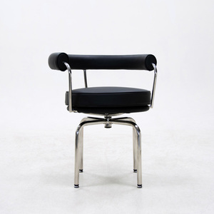 Chaise minimaliste en métal, chaise longue pivotante en cuir |   Chaise de salle à manger de luxe léger pour salon, chambre, villa, hôtel, penthouse - Product Image 6
