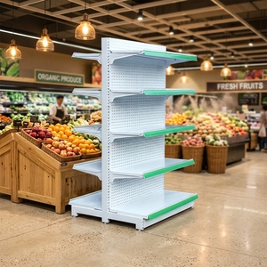 Estanterías Metálicas para Supermercados, Resistentes, Perforadas, Tipo Góndola, para Exhibición de Snacks y Alimentos, de <span class=keywords><strong>Segunda</strong></span> <span class=keywords><strong>Mano</strong></span> - Product Image 1